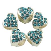 Rhinestone Zinc Alloy European Beads, Heart, platinum color plated, without troll & with rhinestone Approx 5mm 