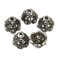 Zinc Alloy Bead Cap, with ABS Plastic Pearl, Flower, antique silver color plated Approx 1.5mm 