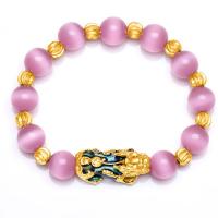 Cats Eye Bracelet, with Zinc Alloy, Fabulous Wild Beast, gold color plated, for woman & enamel Approx 7.4 Inch 