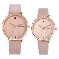 Couple Watch Bracelets, PU Leather, with Glass & Stainless Steel, Chinese movement, Flat Round, Unisex & for couple Approx 10 Inch 