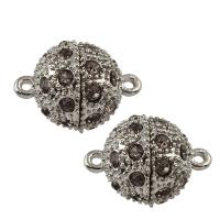 Zinc Alloy Magnetic Clasp, Round, platinum color plated, with rhinestone Approx 1.5mm 