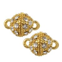 Zinc Alloy Magnetic Clasp, Round, gold color plated, with rhinestone Approx 1.5mm 