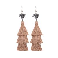 Fashion Tassel Earring, Alloy, with Cotton Thread, plated, for woman 