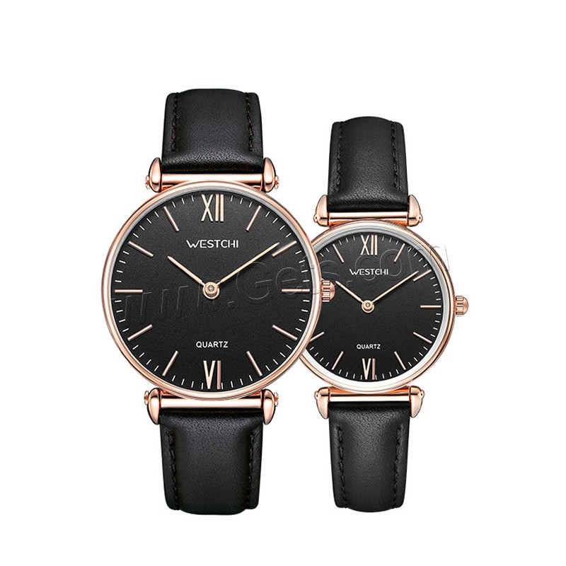 Couple Watch Bracelets, Leather, with Zinc Alloy, Japanese movement, plated, for couple, more colors for choice, Length:Approx 10 , Sold By PC