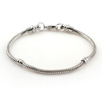 нержавеющая сталь Шнур European браслет, змея цепи, оригинальный цвет, 3mm, длина:Приблизительно 7.5 дюймовый, 10пряди/сумка, продается сумка