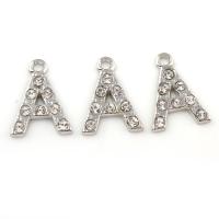 Zinc Alloy Alphabet Pendants, Letter A, platinum color plated, with rhinestone Approx 2mm 