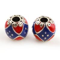 Zinc Alloy Large Hole Beads, Drum, antique silver color plated, enamel Approx 3.5mm 