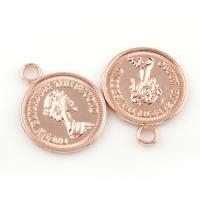 Zinc Alloy Flat Round Pendants, rose gold color plated Approx 2mm 