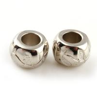 Zinc Alloy Large Hole Beads, Drum, silver color plated Approx 4mm 