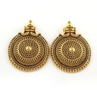 Zinc Alloy Flat Round Pendants, antique gold color plated Approx 4mm 