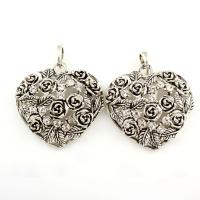 Zinc Alloy Heart Pendants, antique silver color plated, hollow Approx 3.5mm 
