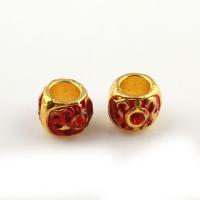 Zinc Alloy Large Hole Beads, Drum, gold color plated, enamel & with rhinestone Approx 4mm 