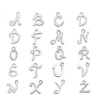 Edelstahl Buchstaben Anhänger, Alphabet-Buchstabe, poliert, Feine Polierung & verschiedene Stile für Wahl, originale Farbe, 7x12mm, Bohrung:ca. 1.1mm, verkauft von PC