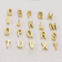 Edelstahl Perlen, Alphabet-Buchstabe, poliert, Feine Polierung & verschiedene Stile für Wahl, goldfarben, 3x8x1.8mm, Bohrung:ca. 1.8mm, verkauft von PC