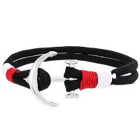 Nylon Cord Bracelets, with Zinc Alloy, Anchor, silver color plated, Double Layer & Unisex 8mm Approx 8.5 Inch 