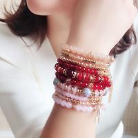 Zinc Alloy Crystal Bracelets, with Crystal & Acrylic, gold color plated, for woman 30mm Approx 7 Inch 