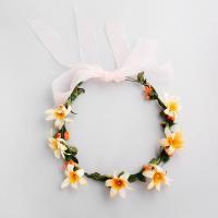 Cloth Hawaiian Lei, Flower, handmade, for bridal, yellow Approx 15.8 