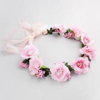 ткань Гавайские леев, Форма цветка, Связанный вручную, свадебный подарок & Женский, розовый, длина:Приблизительно 16.93 дюймовый, продается PC