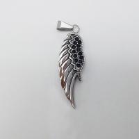 Stainless Steel Wing Shape Pendant, with rhinestone & blacken Approx 2-4mm 