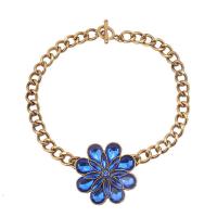 Glass Zinc Alloy Necklace, with Glass, Flower, gold color plated, twist oval chain & for woman, lead & cadmium free, 55mm Approx 15.75 Inch 