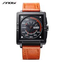Sinobi® Men Jewelry Watch, Zinc Alloy, with PU Leather & Glass, Chinese movement, plated, Life water resistant & for man 44mm Approx 9.4 Inch 