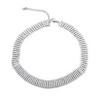 Brass Choker Necklace, with 5cm extender chain, platinum plated, micro pave cubic zirconia & for woman, nickel, lead & cadmium free, 11mm Approx 12.21 Inch 