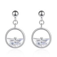 Cubic Zircon Brass Earring, sterling silver post pin, platinum plated, for woman & with cubic zirconia, nickel, lead & cadmium free 