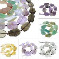 Gemischte Edelstein Perlen, Klumpen, verschiedenen Materialien für die Wahl, 33x15x7mm-41x28x5mm, Bohrung:ca. 1mm, Länge:ca. 16.5 ZollInch, verkauft von Strang