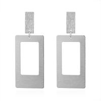 Brass Drop Earring, stainless steel post pin, Rectangle, plated, Korean style & for woman nickel, lead & cadmium free 