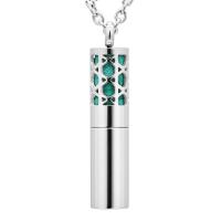 Stainless Steel Perfume Locket Pendant, Column, polished, hollow, original color Approx 1-2mm 