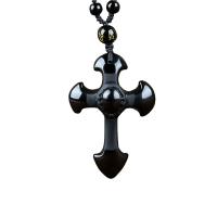 Pendentif obsidienne noire, croix, givré, plus de couleurs à choisir Environ 1-3mm, Vendu par PC