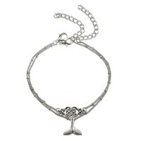 Zinc Alloy Anklet, with 2inch extender chain, silver color plated, Double Layer & adjustable & twist oval chain & for woman, 16mm, 24mm Approx 8 Inch 