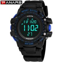 PANARS® Watch Collection, Stainless Steel, with Silicone & Plastic, plated, 50M waterproof & Unisex & adjustable & LED 22.5mm .2 Inch 