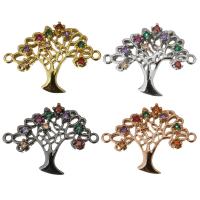 Cubic Zirconia Micro Pave Brass Connector, Tree, plated, micro pave cubic zirconia & 1/1 loop Approx 1.5mm 