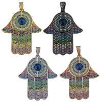 Brass Pendant, with Resin, Hamsa, plated, evil eye pattern & micro pave cubic zirconia Approx 