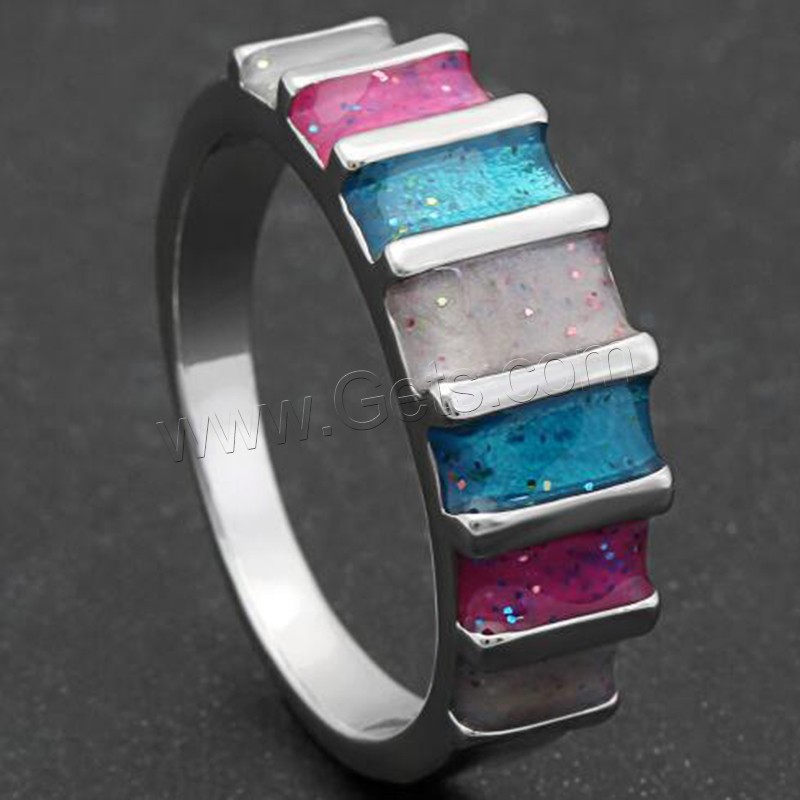 Zinklegierung Fingerring , mit Opal, silberfarben plattiert, verschiedene Größen vorhanden & für Frau, verkauft von PC