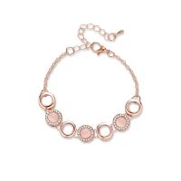 Zinc Alloy Bracelet, with Cats Eye, with 55mm extender chain, rose gold color plated, oval chain & for woman & with rhinestone, 10mm, Inner Approx 50mm Approx 5.7 Inch 
