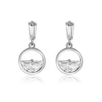 Cubic Zircon Brass Earring, silver color plated, for woman & with cubic zirconia 