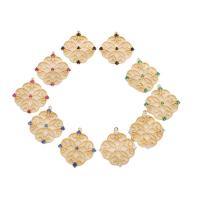 Латунные подвески со стразами, Латунь, Китайский узел, плакированный настоящим золотом, Много цветов для выбора отверстие:Приблизительно 1mm, продается PC