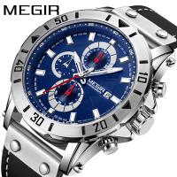 MEGIR® Men Jewelry Watch, Zinc Alloy, with Leather & Glass, Chinese movement, plated, Life water resistant & for man 48mm Approx 8.8 Inch 