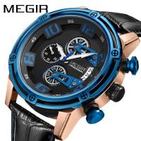 MEGIR® Men Jewelry Watch, Zinc Alloy, with Leather & Glass, Chinese movement, plated, Life water resistant & for man 47mm Approx 9 Inch 