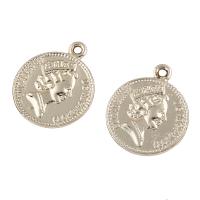 Zinc Alloy Flat Round Pendants, silver color plated Approx 2mm 