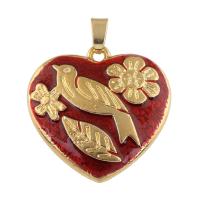 Zinc Alloy Heart Pendants, gold color plated, enamel Approx 