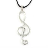 Zinc Alloy Necklace, with PU Leather Cord, with 5cm extender chain, Music Note, antique silver color plated, Unisex Approx 17.33 Inch 