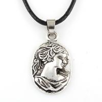 Zinc Alloy Necklace, with PU Leather Cord, with 5cm extender chain, antique silver color plated, Unisex Approx 17.33 Inch 