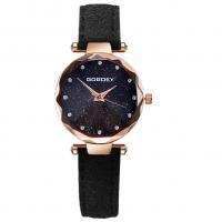 Women Wrist Watch, PU Leather, with zinc alloy dial & Glass, rose gold color plated, for woman & with rhinestone Approx 8.5 Inch 