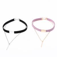Zinc Alloy Choker Necklace, with Velveteen, plated, Double Layer & oval chain & for woman 25mm Approx 12.2 Inch 