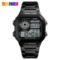 SKmei® Men Jewelry Watch, Stainless Steel, with Resin & ABS Plastic, Chinese movement, plated, for man & waterproof & luminated 