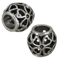Zinc Alloy Beads Setting, Brass, Drum, antique silver color plated, hollow Approx 5.5mm, Inner Approx 1mm 