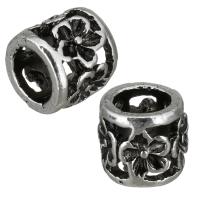 Zinc Alloy Large Hole Beads, Column, antique silver color plated, hollow Approx 6mm 